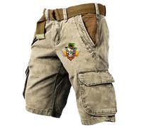 Pantalon Corto De Trabajo Hombre - Pantalones Cortos Cargo para Hombre con Estampados Modernos Versátiles Y para Entrenamiento para Uso Informal Al Aire Libre Festivales Fiestas (Khaki XXXXL)