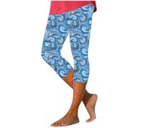 Pantalón corto de verano para mujer ligero a la moda impreso pantalones cómodos y elásticos pantalones de compresión yoga entrenamiento chic elástico cintura alta pantalones leggings 3/4 correr, 03