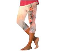 Pantalón corto de verano para mujer ligero a la moda impreso pantalones cómodos y elásticos pantalones de compresión yoga entrenamiento chic elástico cintura alta pantalones leggings 3/4 correr, 02
