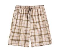 Pantalon Corto Deporte Hombre - Pantalones Cortos Casuales Ajustados A Cuadros para Hombre De Verano Transpirables Elásticos Cómodos para Uso Diario con Camiseta Y Camiseta Sin Mangas (Khaki S)