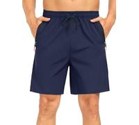 Pantalón Corto Deportivo para Hombre. Shorts Transpirables con Bolsillos con Cremallera y Cintura Elástica. Pantalones Cortos de Entrenamiento Ligeros, de Secado Rápido para Running, Fitness, Gym