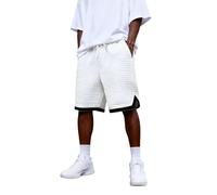 Pantalon Corto Hombre Antiarrugas y fácil de cuidar Ajuste Holgado y cómodo Tiro Medio para Mayor Comodidad para Actividades al Aire Libre（Blanco；S）