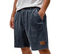 Pantalon Corto Hombre Botón Tejido De Pana Color Liso con Bolsillo - Ropa Verano Hombre Pantalón Corto Chic Ligera Casual Vintage, Short Vacaciones Playa Descanso Marina XXL