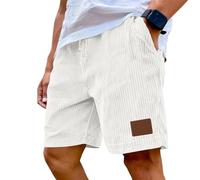 Pantalón Corto Hombre Cordón Tejido De Pana Color Liso con Bolsillo - Ropa Verano Hombre Pantalón Corto Classic Moda Suave Único, Short Descanso Viaje Deportiva Blanco L
