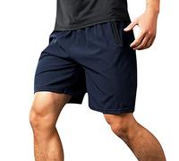 Pantalón Corto Hombre Deporte - Pantalones Cortos Deportivos De Verano para Hombre Pantalón Corto De Secado Rápido Pantalón Corto con Bolsillo Y Cremallera con Cordón Pantalón Corto A La (Blue L)
