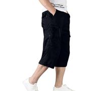 Pantalón Corto Hombre, Pantalones Cargo Tejidos Hombre Casual Verano Color Sólido Tallas Grandes con Bolsillos Diseño Todos Los Días Comodidad