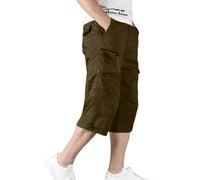 Pantalón Corto Hombre, Pantalones Cargo Tejidos Hombre Casual Verano Color Sólido Tallas Grandes con Bolsillos Diseño Todos Los Días Comodidad