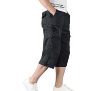 Pantalón Corto Hombre, Pantalones Cargo Tejidos Hombre Casual Verano Color Sólido Tallas Grandes con Bolsillos Diseño Todos Los Días Comodidad