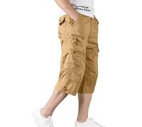 Pantalón Corto Hombre, Pantalones Cargo Tejidos Hombre Casual Verano Color Sólido Tallas Grandes con Bolsillos Diseño Todos Los Días Comodidad