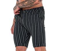 Pantalon Corto Hombre - Pantalones Cortos Elásticos De Cintura Media A Cuadros A Rayas Informales para Hombre Pantalones Cortos Elásticos con Bolsillos (Dark Gray M)