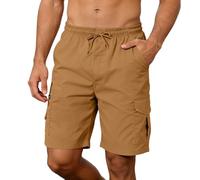 Pantalon Corto Hombre Trabajo - Pantalones Cortos Cargo Informales con Múltiples Bolsillos Cómodos Y Ligeros para Exteriores para El Trabajo El Senderismo Los Viajes Y El Uso Diario (Khaki M)