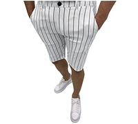 Pantalon Corto Hombre Verano,Pantalones Cortos Con Mosca Ajustados EláSticos Informales De Verano Para Hombre Con Semicremallera Pantalones Cortos Informales Con Bolsillo A Rayas En La Cintura