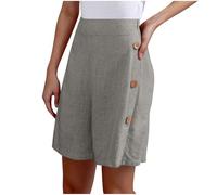 Pantalon Corto Mujer,Algodón y Lino Pantalones Cortos Verano Shorts Ligero Cintura Alta Pantalón de Pierna Ancha Rectos Color Sólido Diario Pantalón Corto Casual Bermudas Mujer Verano Rebajas