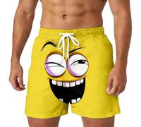 Pantalon Corto Pantalones Cortos Hombre Verano Ligeros Cómodos Estampados Elásticos Deporte Exterior Casual (Yellow, XXL)