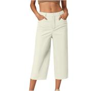 Pantalón corto para mujer de cintura alta - Pantalón corto para mujer, verano, yoga, para ocio, al aire libre, pantalones con dos bolsillos, pantalones ligeros, corsario, color puro, pantalones