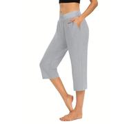 Pantalón corto para mujer de gran tamaño, pantalón casual para mujer, corsario esponjoso, ropa deportiva, color puro, pantalones de yoga, Jogging relajados, leggings cómodos chándal, A-gris, M