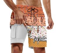 Pantalon Corto Playa Hombre,BañAdor De Doble Capa para Hombre Ideal para Fiestas De Verano En La Piscina Y Playa con Estampado De Hielo Derretido DíAs De Playa Y CóModo