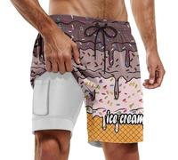 Pantalon Corto Playa Hombre,BañAdor De Doble Capa para Hombre Ideal para Fiestas De Verano En La Piscina Y Playa con Estampado De Hielo Derretido DíAs De Playa Y CóModo