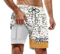 Pantalon Corto Playa Hombre,BañAdor De Doble Capa para Hombre Ideal para Fiestas De Verano En La Piscina Y Playa con Estampado De Hielo Derretido DíAs De Playa Y CóModo