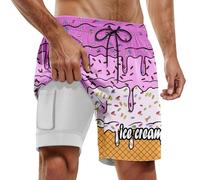 Pantalon Corto Playa Hombre,BañAdor De Doble Capa para Hombre Ideal para Fiestas De Verano En La Piscina Y Playa con Estampado De Hielo Derretido DíAs De Playa Y CóModo