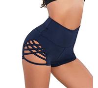 Pantalón Corto Pole Dance para Mujers Sexy de Talle Alto con Cortes Cruzados Laterales Cortos Deportivos para Mujer Ciclista con Butt Lift Pantalones Cortos Transpirable Short Running Mujers Opaco