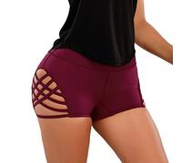 Pantalón Corto Pole Dance para Mujers Sexy de Talle Alto con Cortes Cruzados Laterales Cortos Deportivos para Mujer Ciclista con Butt Lift Pantalones Cortos Transpirable Short Running Mujers Opaco