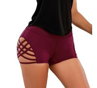 Pantalón Corto Pole Dance para Mujers Sexy de Talle Alto con Cortes Cruzados Laterales Cortos Deportivos para Mujer Ciclista con Butt Lift Pantalones Cortos Transpirable Short Running Mujers Opaco