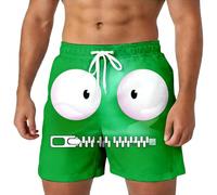 Pantalon Corto Running Hombre Pantalones Cortos Casuales Hombre con Estampado Facial Único Cómodos Tela Cintura Elástica para Exteriores Verano Ropa Calle (Green, S)