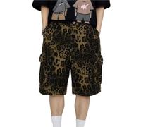 Pantalón Corto Trabajo Hombre - Pantalones Cortos Cargo Holgados De Pierna Ancha con Estampado De Leopardo De Europa Y América (Green M)