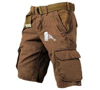 Pantalón Corto Trabajo Hombre - Pantalones Cortos Cargo para Hombre con Estampados De Moda Ropa Informal Versátil para Festivales Y Uso Diario Pantalones De Entrenamiento Al Aire Libre (Brown M)