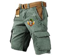 Pantalon Corto Trabajo Hombre - Pantalones Cortos Cargo para Hombre con Estampados Modernos Versátiles Y para Entrenamiento para Uso Informal Al Aire Libre Festivales Fiestas (Army Green M)