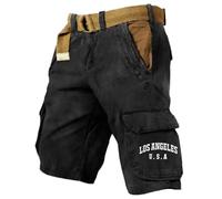 Pantalón De ConstruccióN Hombre, Pantalones Cargo Cortos Amplios Hombre con Múltiples Bolsillos y Cinturón Ajustable Diseño Moderno