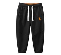 Pantalón de correr holgado, para niños, correr, para niño, niño, de algodón, de entrenamiento y de pie, para niño, niño, holgado, A-le negro, 4-6 Años