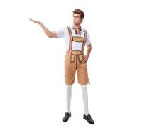 Pantalón de Cuero Corto Tradicional bávaro Hombre MARRÓN Estilo Lederhosen Color Bordado Envejecido Traje Regional AlemáN Baviera para Oktoberfest Trachten Couture Aleman Celebraciones y Eventos