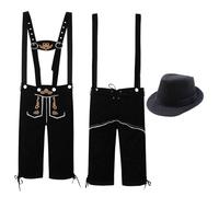 Pantalón de Cuero Corto Tradicional bávaro Hombre Pantalones Piel para con Tirantes Ajustables Traje Regional Peto Trachten Couture Aleman Lederhosen marrón Fiesta Popular, Carnaval