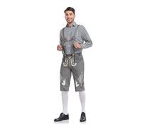 Pantalón de Cuero Tradicional bávaro Hombre MARRÓN Estilo Lederhosen Color Bordado Envejecido Monos Pantalones Trabajo Oktoberfest Trachten Couture Aleman para Fiestas Cerveza