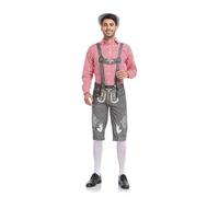 Pantalón de Cuero Tradicional bávaro Hombre MARRÓN Estilo Lederhosen Color Bordado Envejecido Monos Pantalones Trabajo Oktoberfest Trachten Couture Aleman para Fiestas Cerveza