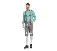 Pantalón de Cuero Tradicional bávaro Hombre MARRÓN Estilo Lederhosen Color Bordado Envejecido Monos Pantalones Trabajo Oktoberfest Trachten Couture Aleman para Fiestas Cerveza