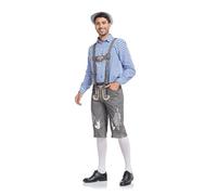 Pantalón de Cuero Tradicional bávaro Hombre MARRÓN Estilo Lederhosen Color Bordado Envejecido Monos Pantalones Trabajo Oktoberfest Trachten Couture Aleman para Fiestas Cerveza