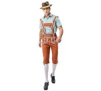 Pantalón de Cuero Tradicional bávaro Hombre MARRÓN Estilo Lederhosen Pantalones Correr Bordados Trachtenhose Oktoberfest Traje Regional para Trachten Couture Aleman Carnaval