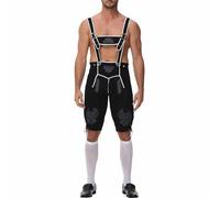 Pantalón de Cuero Tradicional bávaro Hombre MARRÓN Estilo Lederhosen Pantalones Correr Bordados Traje Regional AlemáN Baviera Elegantes Piel Juego Despedida Soltero O Cualquier Fiesta Disfraces