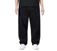Pantalón de hombre con pierna ancha, de un solo color, pantalón de hombre de talla grande, pantalón de mezclilla de gran tamaño, pantalón holgado de ocio, pantalón cargo con banda elástica, pantalón