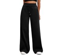 Pantalón de jogging para mujer, algodón, pantalones de running fitness holgados, color liso, pierna recta, chándal de cintura alta con bolsillo, ligero, holgado, polar, transpirable, chándal elástico