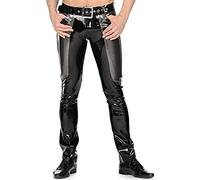 Pantalón De Látex Con Cremallera, Botones, Bolsillos, Pantalón De Goma, Leggins, Tallas Grandes,plata Con Marrón,XXL
