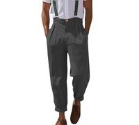 Pantalón de lino para hombre de verano ligero para hombre Trousers de corte recto yoga Trousers de playa Confort Pants corte suelto Casual Pants Fluido Algodón Jogging Baggy Chic, Dark Gray, XXL