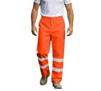 Pantalón de lluvia para hombre y mujer, pantalón de trabajo, impermeable, cintura elástica con bandas de alta visibilidad, sobrepantalón reflectante, mixto, tejido Oxford para circulación, astillero