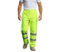 Pantalón de lluvia para hombre y mujer, pantalón de trabajo, impermeable, cintura elástica con bandas de alta visibilidad, sobrepantalón reflectante, mixto, tejido Oxford para circulación, astillero