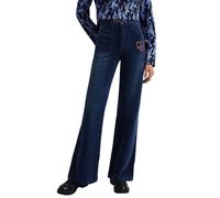 Pantalón de mujer Desigual Myheart con fondo de campana azul marino S