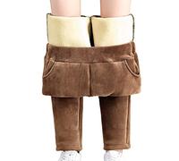 Pantalón de pana para mujer genérico - Pantalón de mujer cálido invierno pantalones de cintura alta Bottoms Casual Pant Forrado Sherpa Jogging Outdoor Chándal Color sólido Pantalones gruesos Bottoms