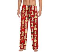 Pantalón de pijama de Navidad para hombre, pantalones largos de ocio, pantalones de pijama con cordón y bolsillos, estampados de dibujos animados, pantalones de jogging transpirables, P Red, XXL